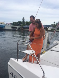 Breaking the champagne at Christening