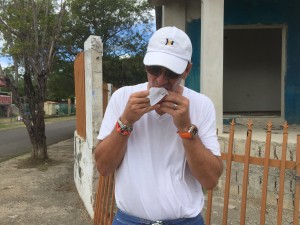 Randy enjoys the local PR food